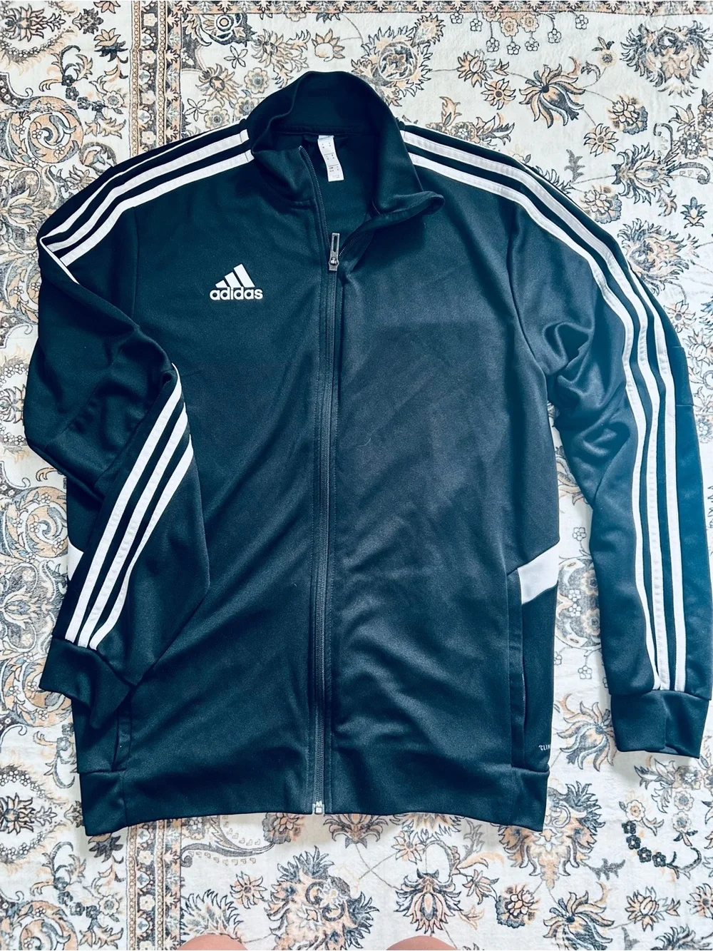 adidas Black Track Jacket with White Three-Stripes